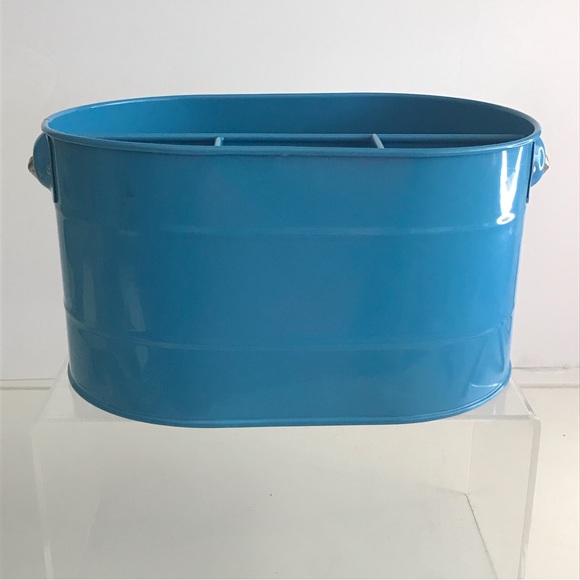 TARGET - Turquoise Enameled Metal Utensil Caddy & Countertop Flatware Organizer - Picture 3 of 16